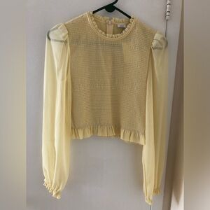 Wilfred Yellow Ruffled Crop Blouse with Bell Sleeves